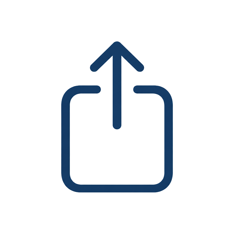The Safari Share button: a square with an upward arrow